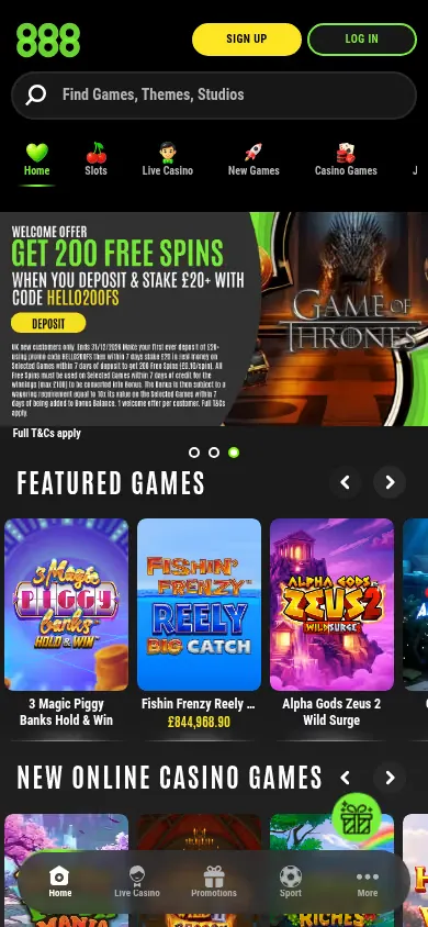 888 Casino mobile site