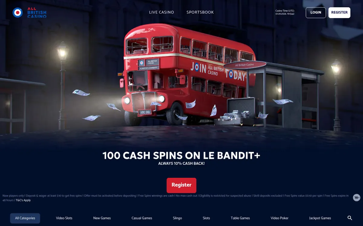 All British Casino homepage