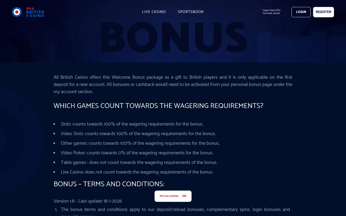 All British Casino promotions page