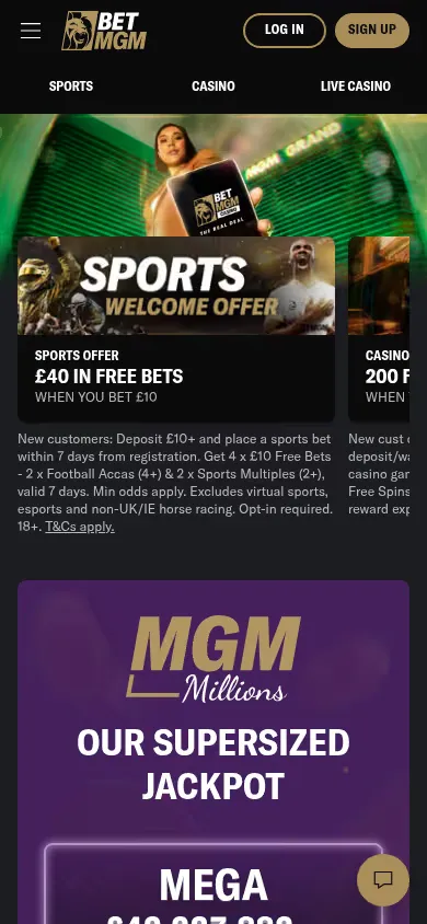 BetMGM mobile site