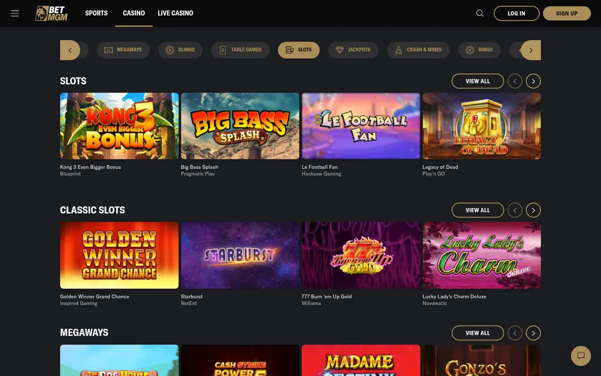 BetMGM slots lobby