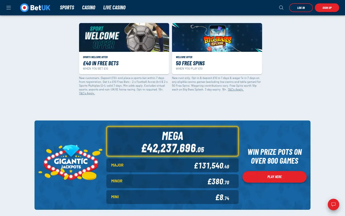 BetUK homepage