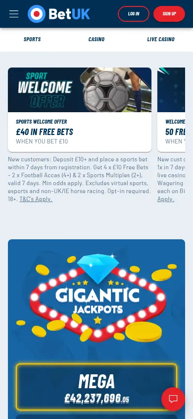 BetUK mobile site