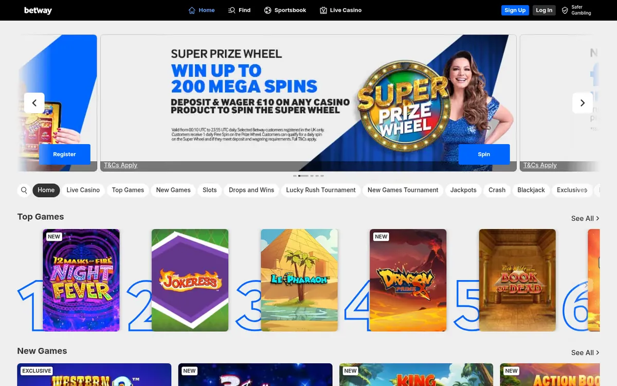 Betway homepage