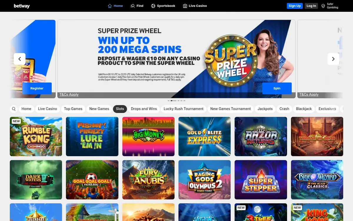 Betway slots lobby