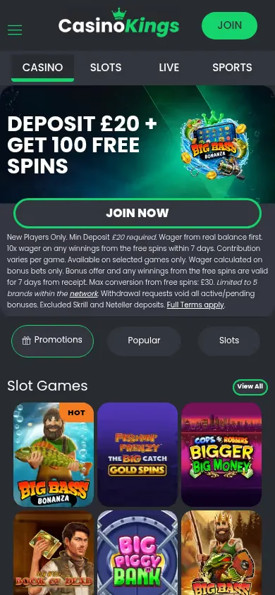 Casino Kings mobile site