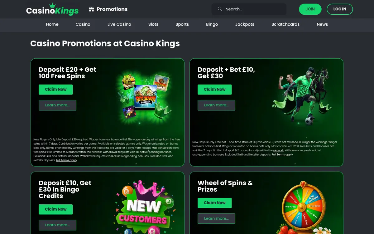 Casino Kings promotions page
