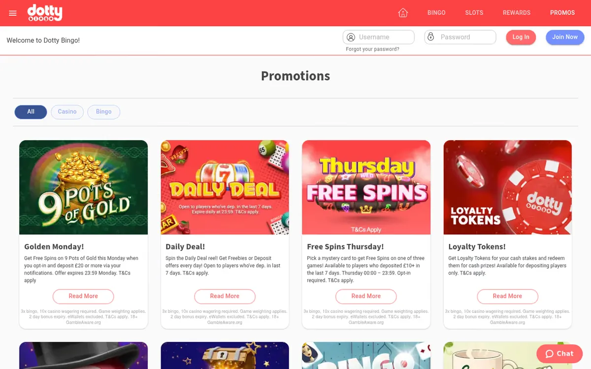 Dotty Bingo promotions page