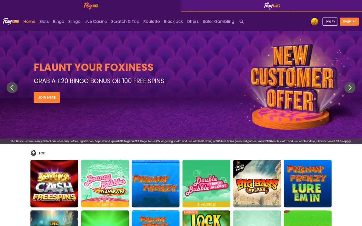Foxy Games homepage