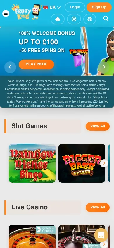 Fruity King mobile site