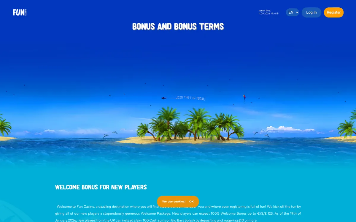 Fun Casino promotions page