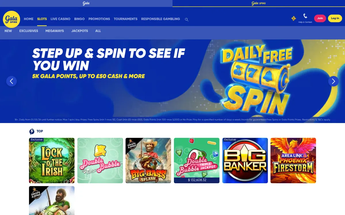 Gala Spins slots lobby