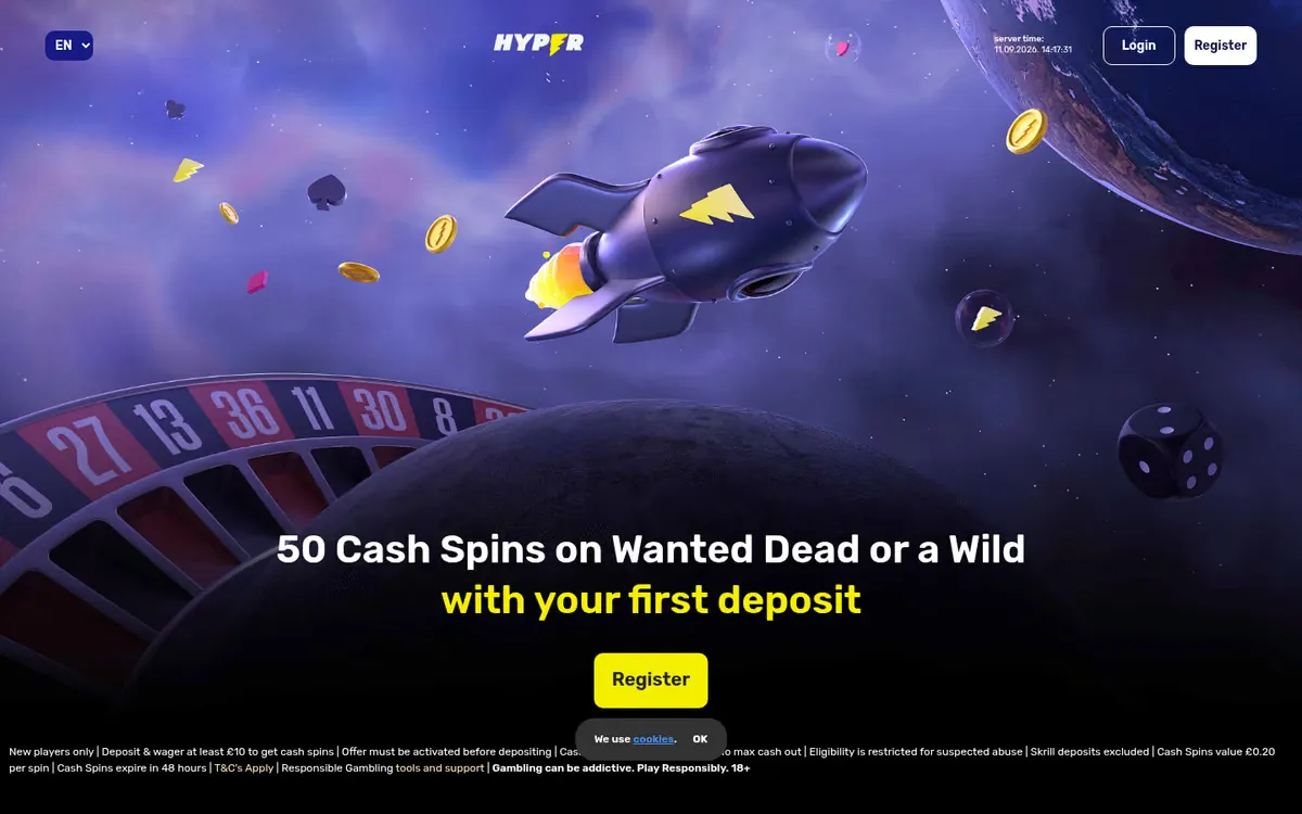 Hyper Casino homepage