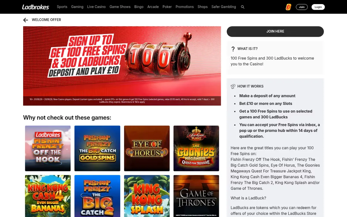 Ladbrokes homepage