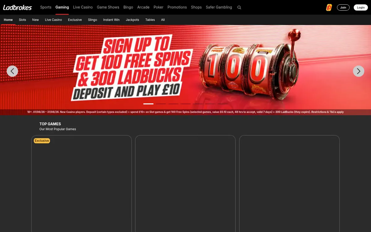 Ladbrokes promotions page