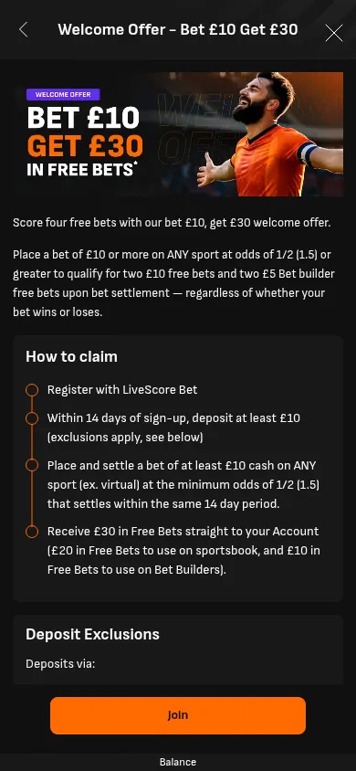 LiveScore Bet mobile site