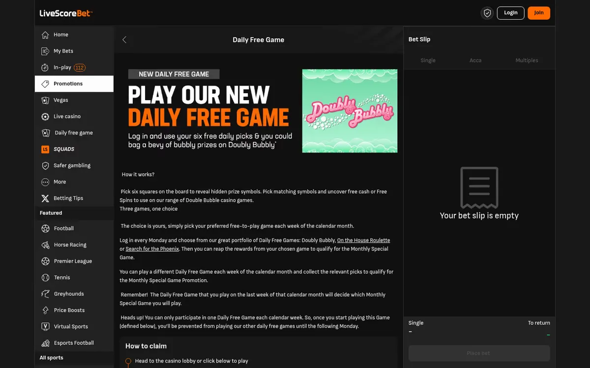 LiveScore Bet slots lobby