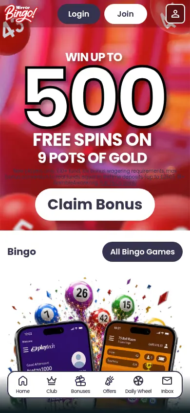 Mirror Bingo mobile site
