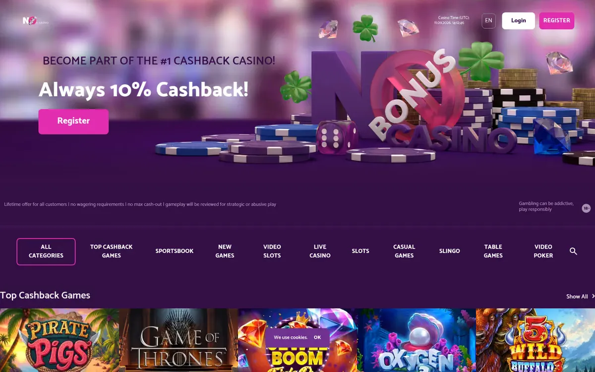 No Bonus Casino homepage