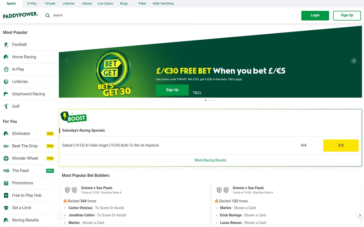 Paddy Power slots lobby