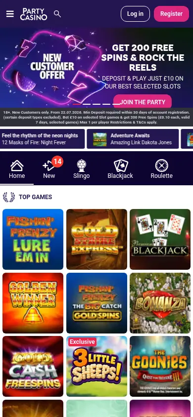 Party Casino mobile site