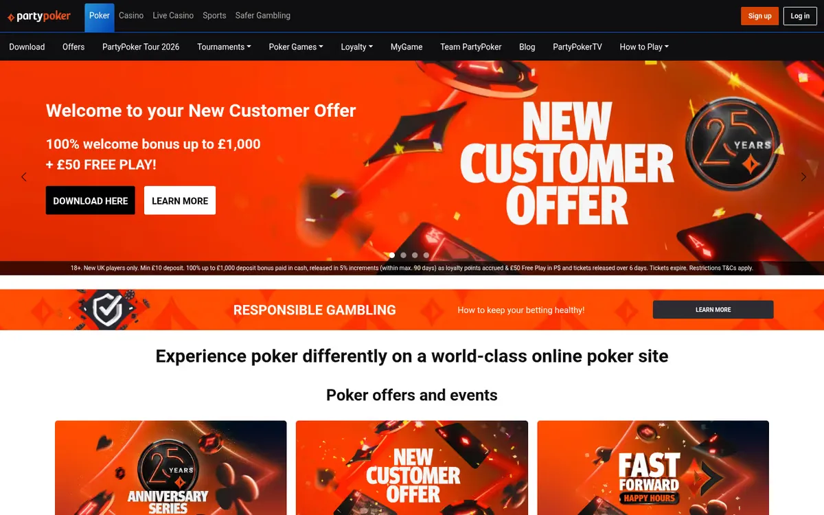 Party Poker homepage