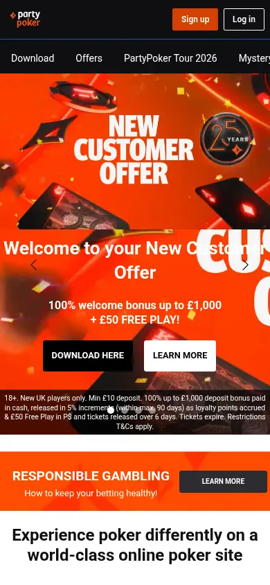 Party Poker mobile site