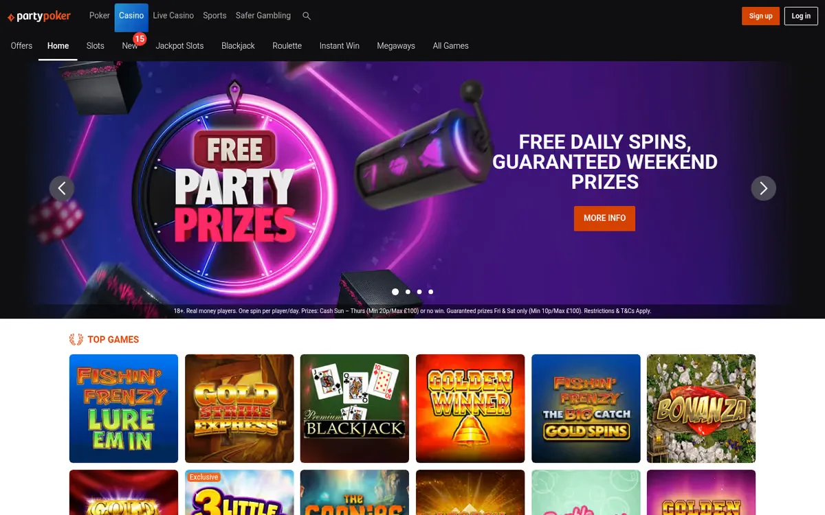 Party Poker slots lobby