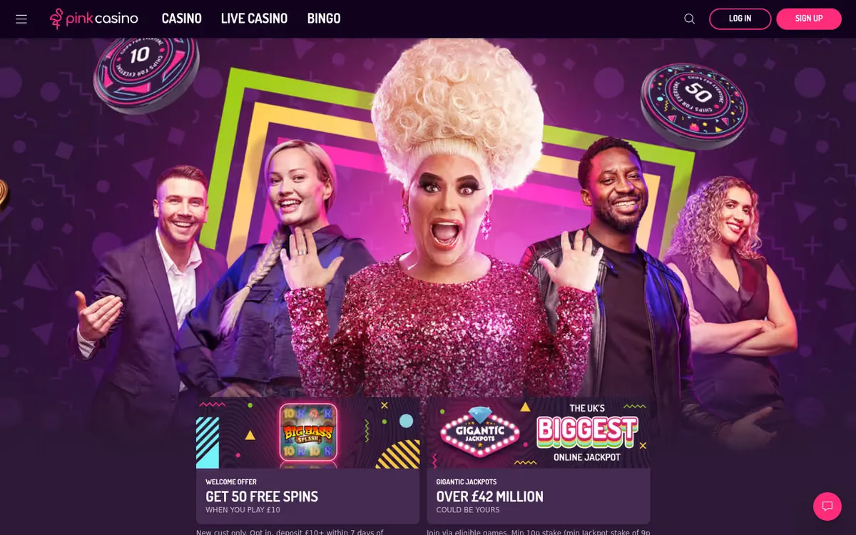 Pink Casino homepage