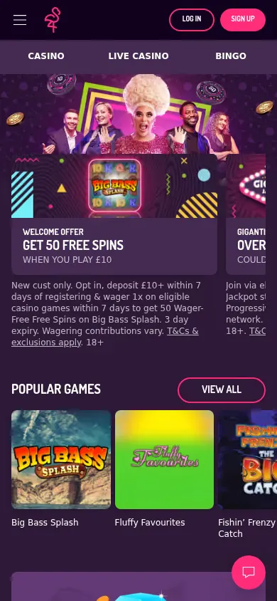 Pink Casino mobile site