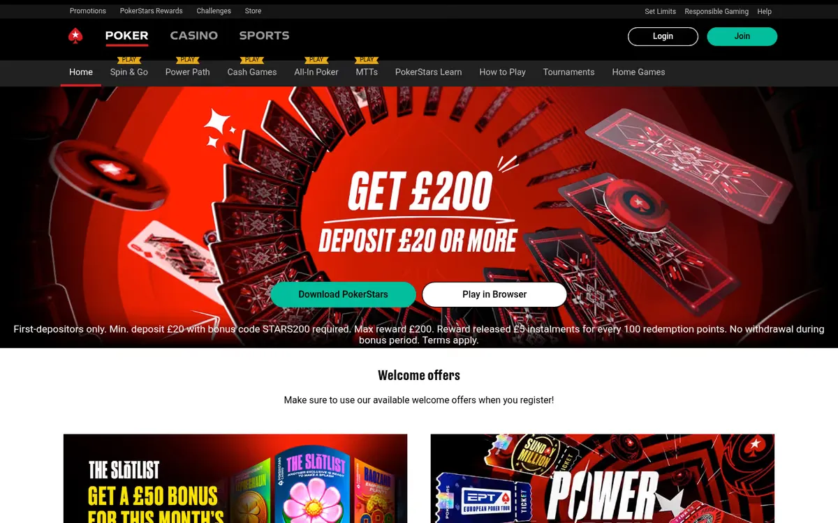 PokerStars homepage