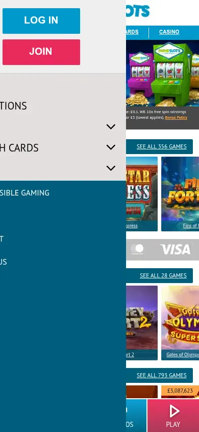 Prime Slots mobile site