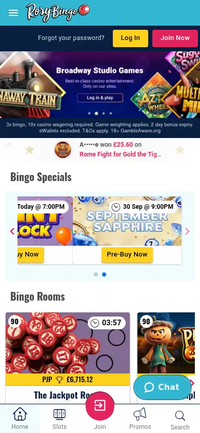 Rosy Bingo mobile site