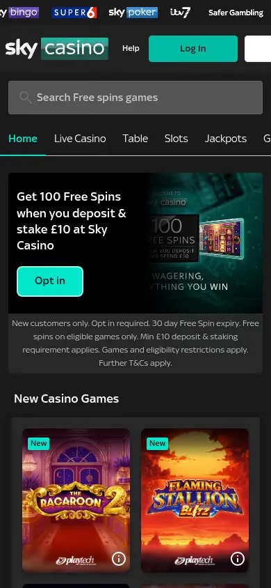 Sky Casino mobile site