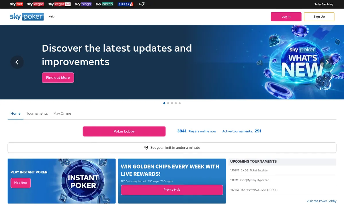 Sky Poker homepage