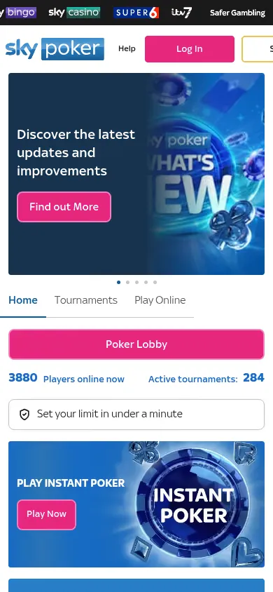Sky Poker mobile site