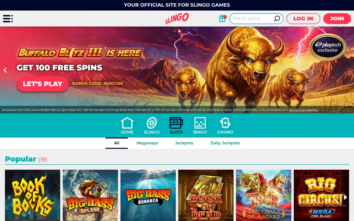 Slingo slots lobby