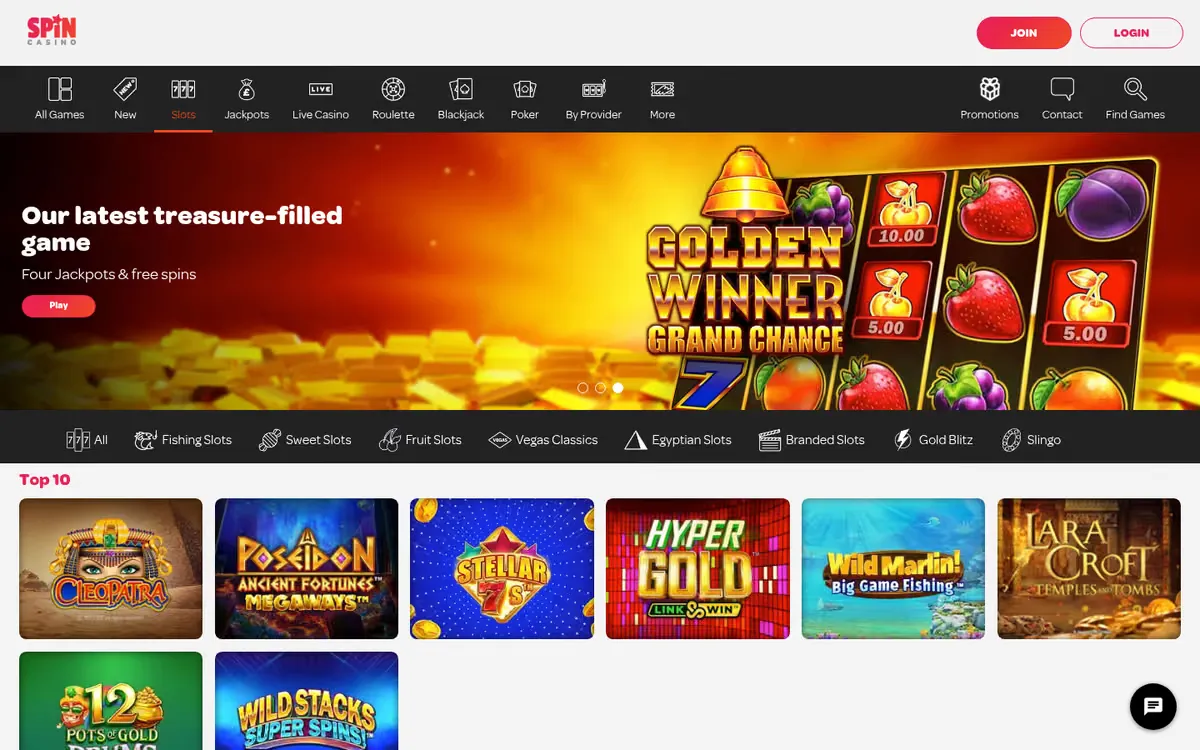 Spin Casino slots lobby