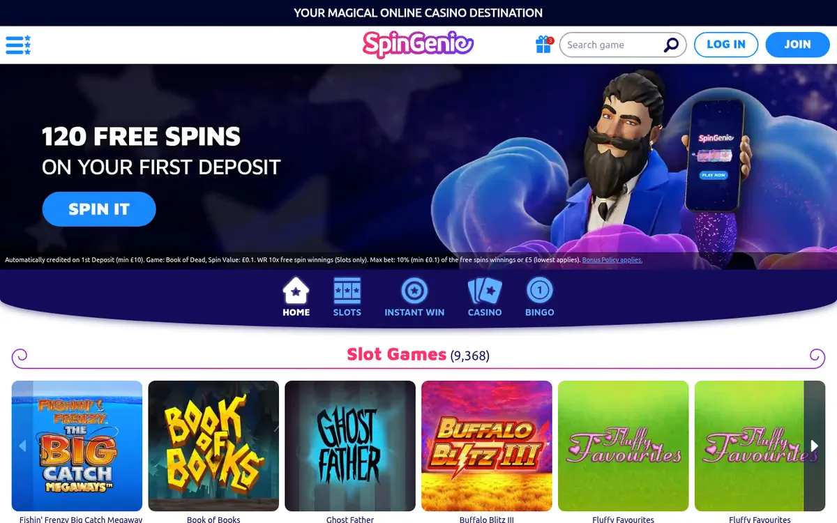 Spin Genie homepage
