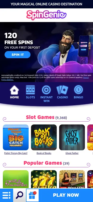 Spin Genie mobile site