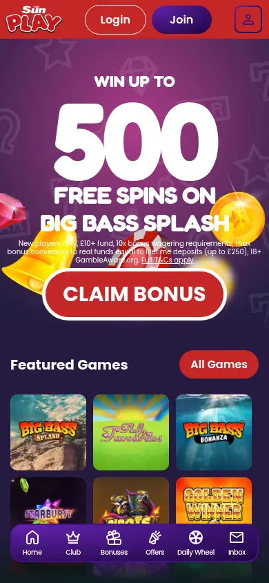 The Sun Play mobile site