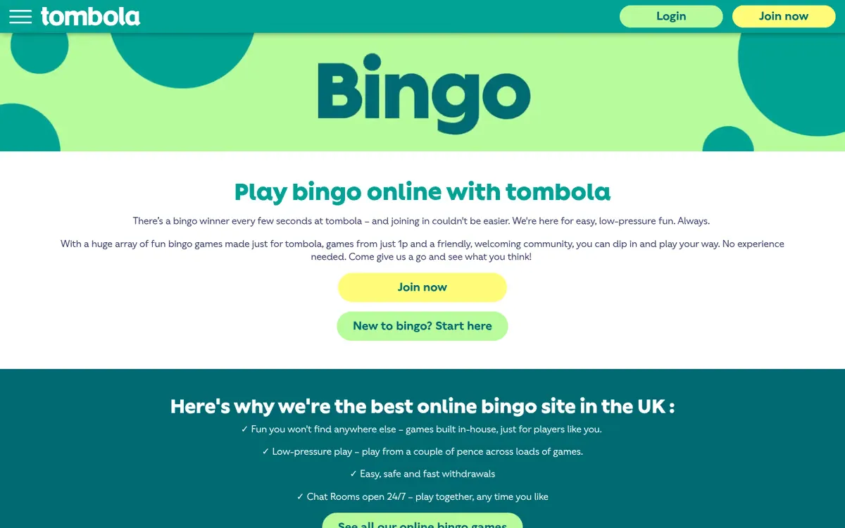 Tombola slots lobby