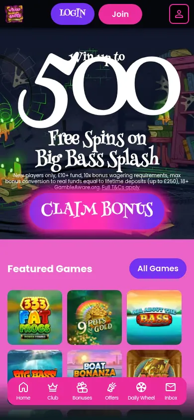 Wizard Slots mobile site
